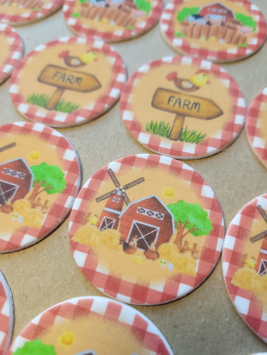 Farm Theme Edible Cupcake / Biscuit Topper Decorations Set - 24 Piece