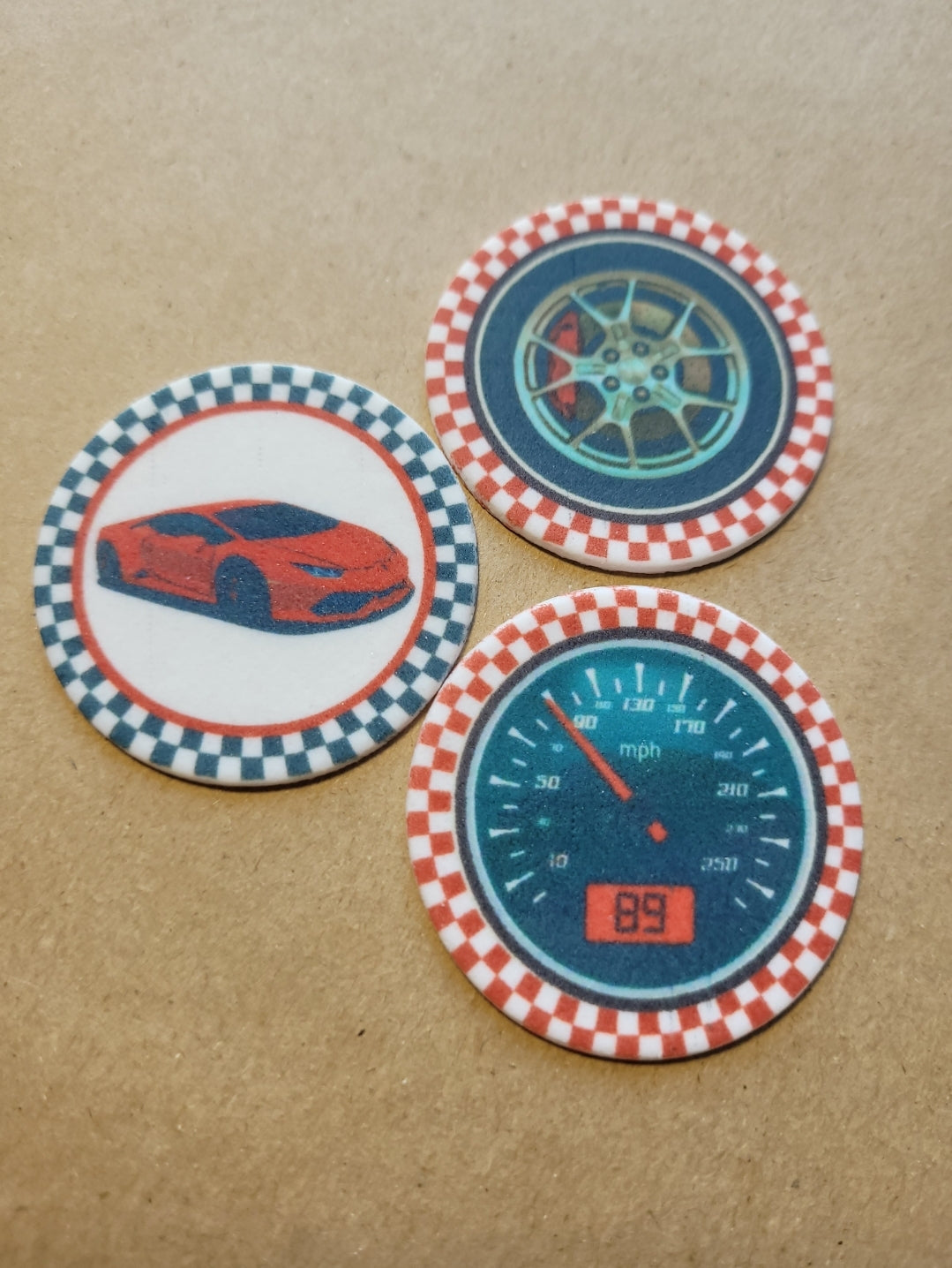 Racing Car Theme Edible Cupcake / Biscuit Topper Decorations Set - 24 Piece