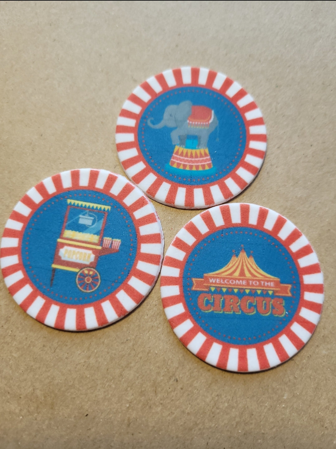 Circus Theme Edible Cupcake / Biscuit Topper Decorations Set - 24 Piece