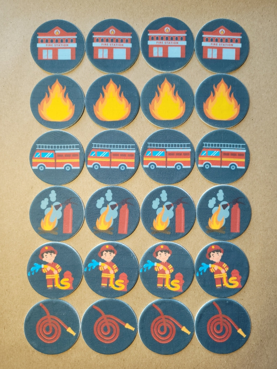 Firefighter Theme Edible Cupcake / Biscuit Topper Decorations Set -24 Piece