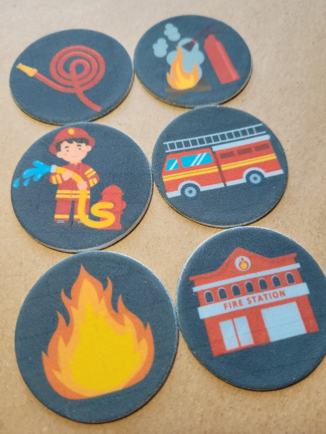 Firefighter Theme Edible Cupcake / Biscuit Topper Decorations Set -24 Piece