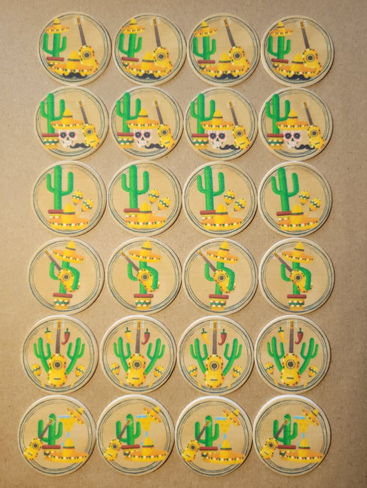 Fiesta Theme Edible Cupcake / Biscuit Topper Decorations Set - 24 Piece