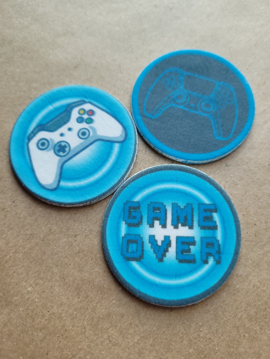 Gaming Theme Blue Edible Cupcake / Biscuit Topper Decorations Set -24 Piece