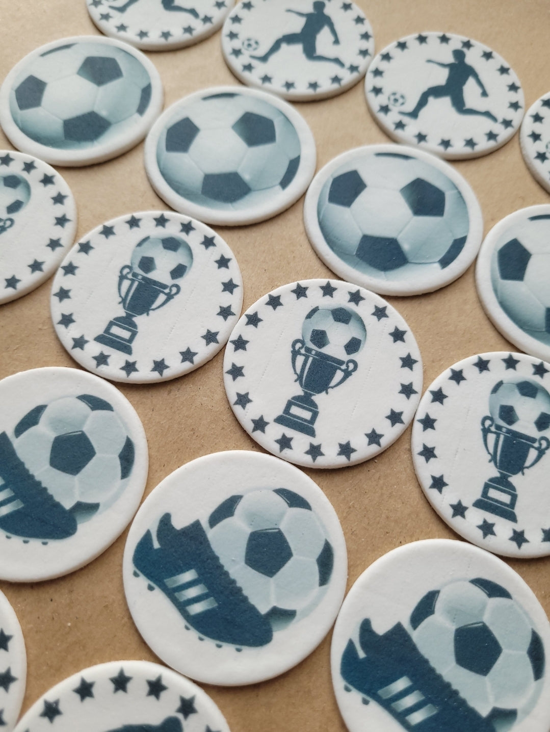 Soccer Theme Edible Cupcake / Biscuit Topper Decorations Set - 24 Piece