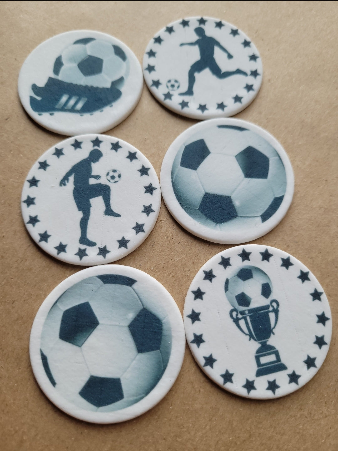 Soccer Theme Edible Cupcake / Biscuit Topper Decorations Set - 24 Piece