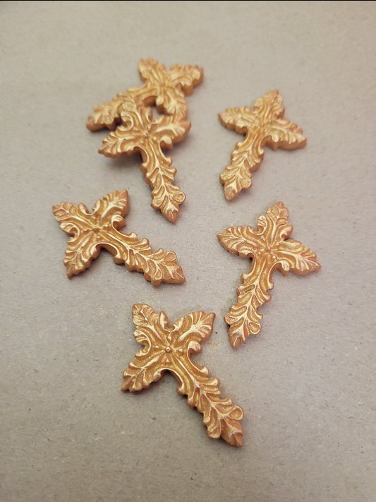 Gold Cross #01 option 6pcs Edible Cake Decorations